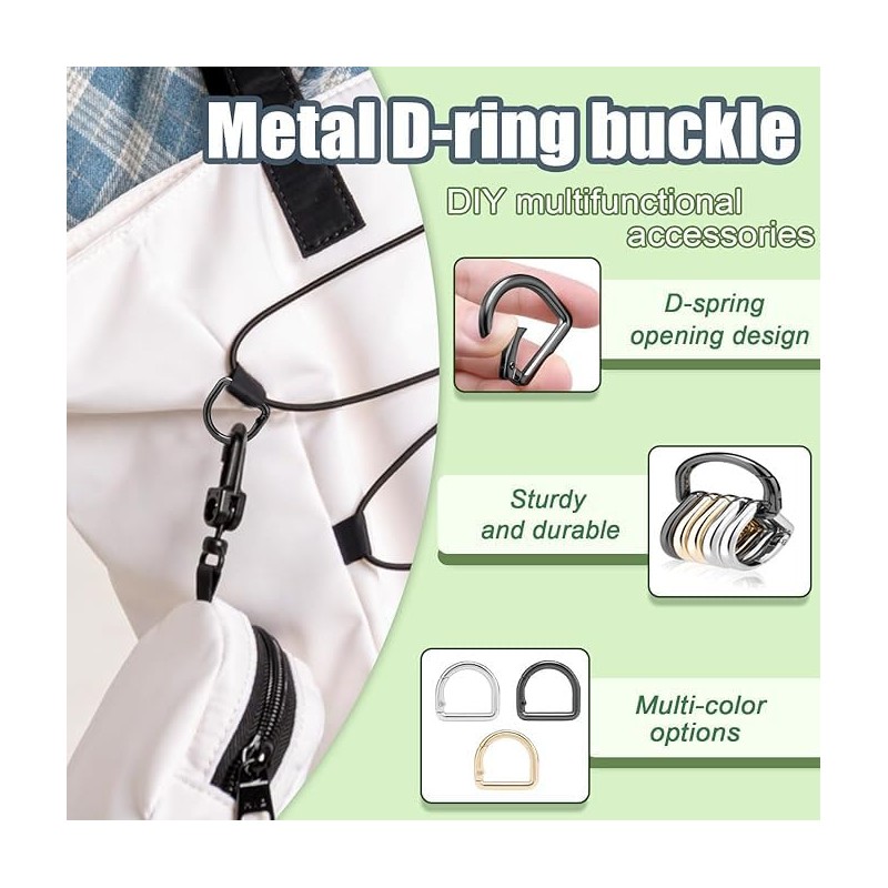 LALOCAPEYO 4PCS Metal Tiny Keychain Spring D Rings Hook,Hand DIY