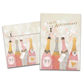 Tree-Free Greetings - Anniversary Greeting Cards - Artful Designs - 2 Cards + Matching Envelopes - Made in USA - 100% Recycled Paper - 5"x7" - Champagne Wishes Anniversary (GT17908)