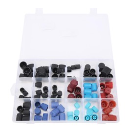 Pack of 90 Air Conditioning Core Caps, Air Conditioning Valve Caps Valve Stem Core Cover Removal Car Connection Accessories Protect Rubber Tyre Valve Cap Head Valve Cover Connection for Car Valves