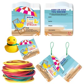 Dinggaogao 50 Pcs Duck Tags, Ducking Game Cards, Cruise Rubber Duck Tags (50 colored Rubber Bands, 2.91 x 3.11Inches)