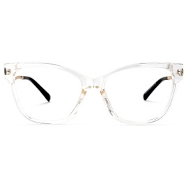 Zeelool Classic TR90 Oversized Cat Eye Glasses Frame with Non-prescription Clear Lens for Women Stevens ZOT008735-02 Crystal