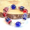 USA Bracelet, Red White Blue Americana Beaded Bracelet, 4th Of