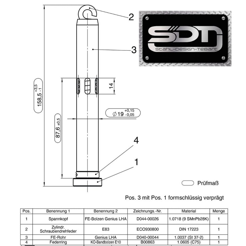 Spring Band Bolt Complete Set Including Locking Pin Suitable for