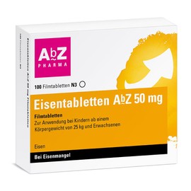 Iron tablets AbZ 50 mg film-coated tablets: to compensate for an iron deficiency, 100 film-coated tablets