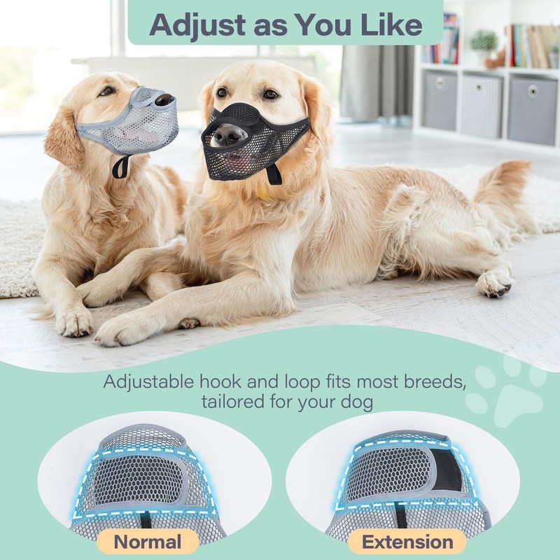 LUCKYPAW Dog Muzzle for Large Medium Small Dogs, Patented Mesh