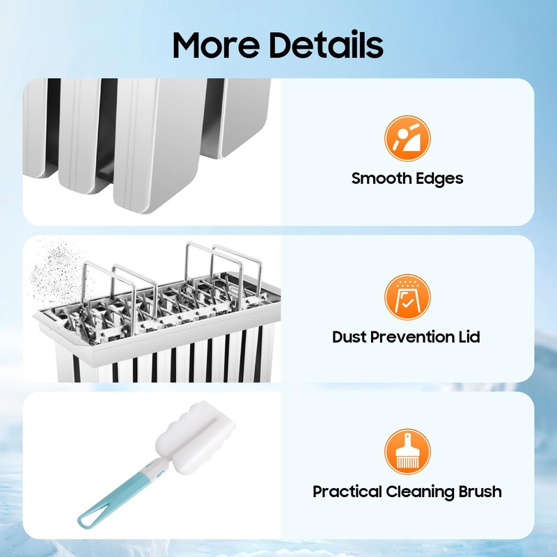 20Pcs Stainless Steel Popsicle Molds and Rack with Brush Square