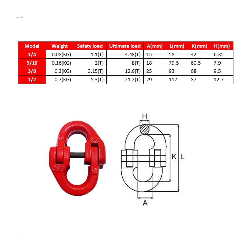 yakicag 2 Pack 3/8” G80 Alloy Steel Hammerlock Coupling Link