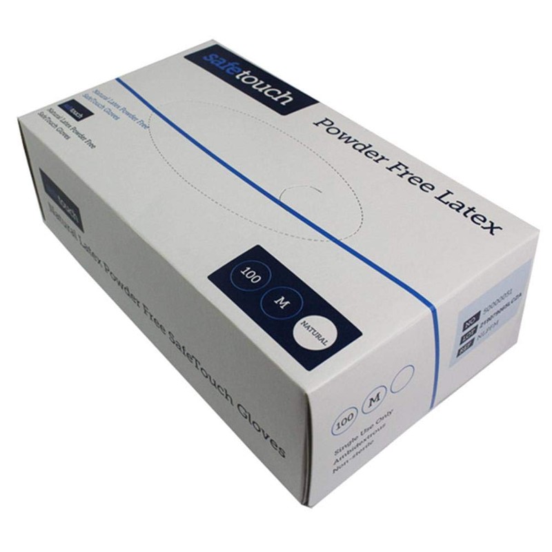 SafeTouch 50000051 Powder Free Latex Gloves, Medium (Pack of 100)