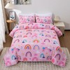 Btargot Lightweight Soft 3 Piece Rainbow Comforter Set with 2