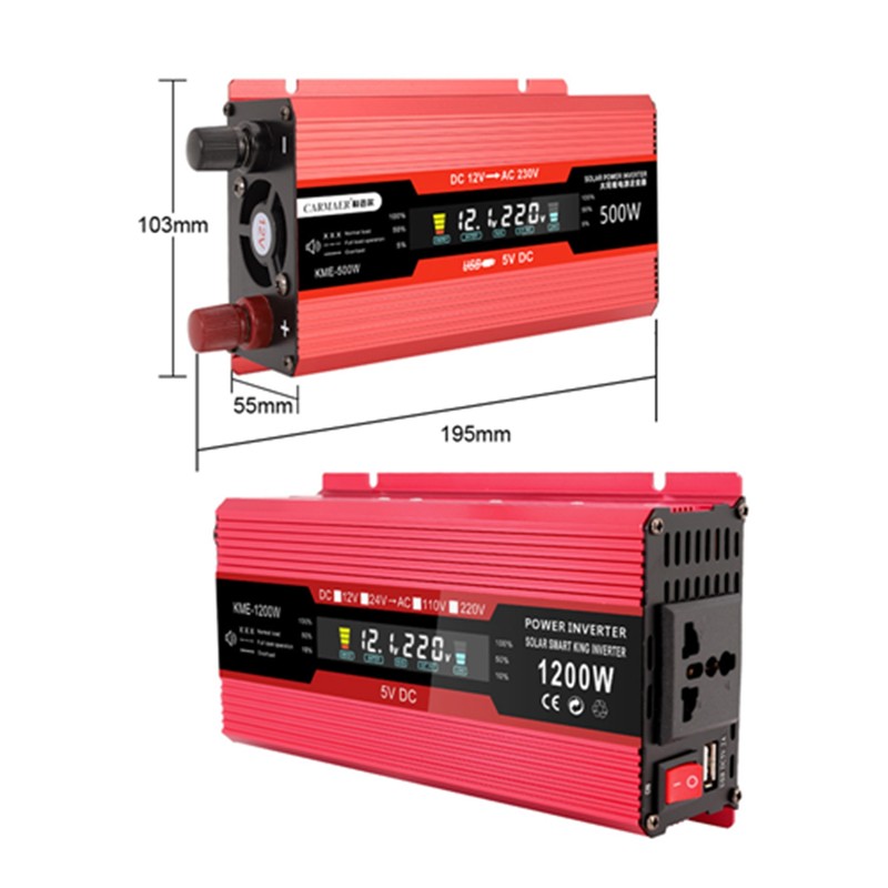 500W Car Power Inverter AC Converter Solar Inverter LCD Digital