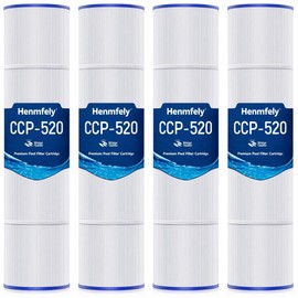 Henmfely PCC130 Pool Filter Cartridges Replaces Pentair CCP520, Unicel C-7472, Filbur FC-1978, FC-6475, 817-0143,Clean and Clear Plus 520, 817-0143, 178585, 4 X 125 Sq., 4 Pack