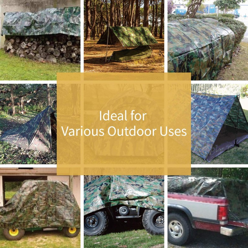 GUARD SHIELD Camo Tarp Waterproof 6x6 Feet Lightweight Camouflage Tarp