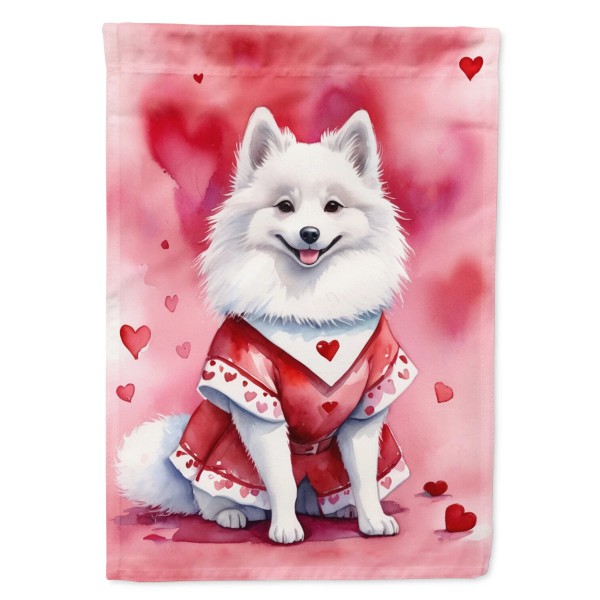 Caroline's Treasures American Eskimo My Valentine Flag Canvas House Size
