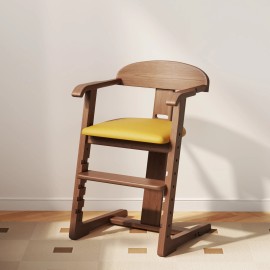 Solid Wood Toddler High Chair Modern Design Adjustable Height Easy Clean 3 Years to 200 Lb Grow Child Guangdong ETY005color: Natural yellow, size: Standard