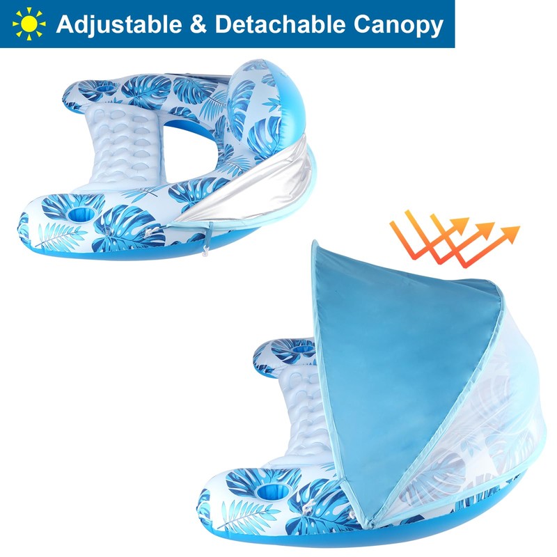 COOLCOOLDEE Pool Float with Canopy for Adults - XL Inflatable