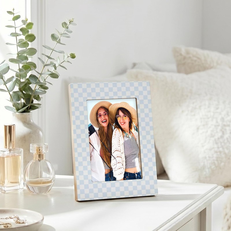 Blue Plaid Friends Picture Frame 4x6 for Desk Table Room