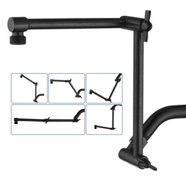 BRIGHT SHOWERS Brass Shower Arm Extender for Rain and Handheld Shower Head, 14 Inch Universal Shower Head Extension Arm, Adjustable Height & Angle - Color: Oil-Rubbed Bronze