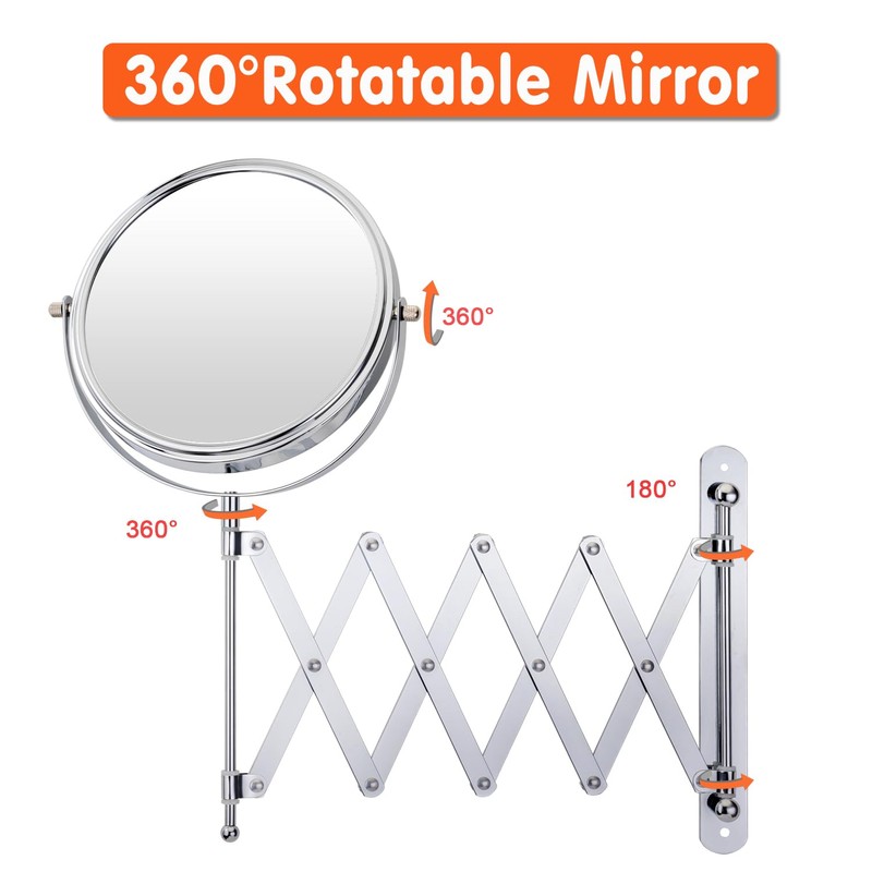 Welllink 7Inch Wall Mounted Double Sided Mirror, Accordion Makeup Mirror