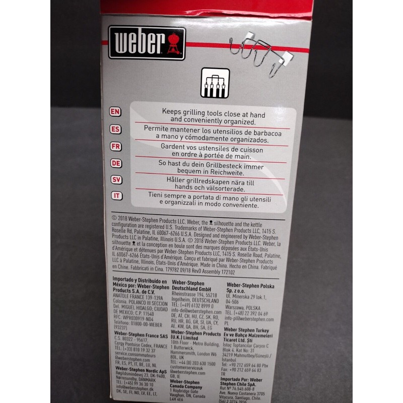 Weber BBQ Grill Tool Holder 7401 18.5 and 22.5" Charcoal