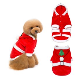 Dog Christmas Outfit, Christmas Clothes for Dog Costumes, Keep Warm Santa Dress, Dog Hoodie Christmas, Pet Hoodie Coat for Small, Medium Dogs, Puppies, Pets, S