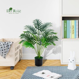 Der Rose 28'' Fake Plants Large Artificial Plam Tree and Faux Dishgyi Plants Indoor Tall for Room Home Bathroom Farmhouse Outdoor Decor