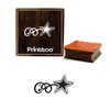 Printtoo Scrap-Booking Star & Swirls Design Square Wooden Rubber Stamp
