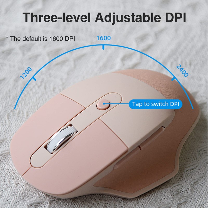Wireless Ergonomic Keyboard and Mouse Combo with PU Wrist Rest,