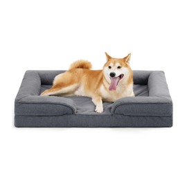 Made4pet Large Dog Bed, Orthopedic Dog Sofa Egg-Crate Foam 38" Pet Couch Bed with Washable Waterproof Cover,Gray