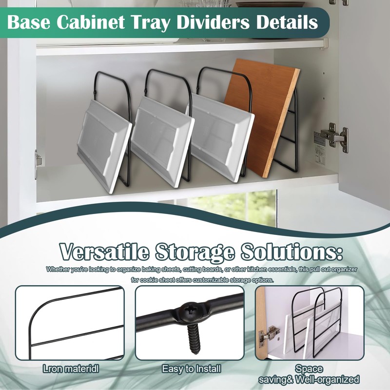 WANGDEFA 6 Pack Base Cabinet Tray Dividers Sheet Pan Rack