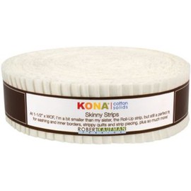 Robert Kaufman Skinny Strips Kona Solids Snow Colorway 40Pcs 1 2in