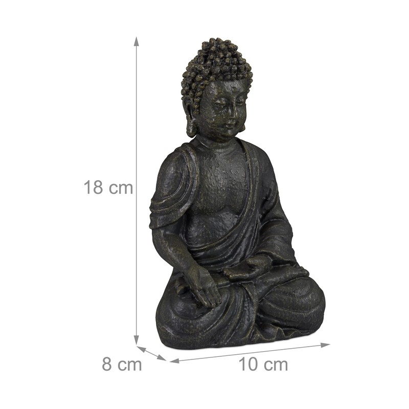 Relaxdays Sitting Buddha Figurine, 18 cm, Decorative Ornament for Living