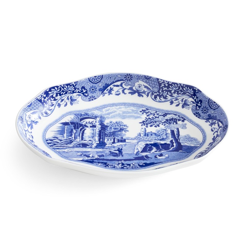 Spode Blue Italian Fluted Oval Dish 23 cm