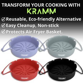 Silicone Air Fryer Liner - 1 pc Round Liner Fits 6-7 qt Air Fryer | Practical Gift, Christmas Kitchen Gadget, Stocking Stuffer, Healthy Cooking | Air Fryer Accessories, Reusable, Non-Stick, Black