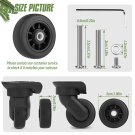 Vivikivi 4 Pcs Luggage Replacement Wheels, 50mm/1.97in Plastic Suitcase Wheels Replacement, Wear-Resistant Spare Luggage Casters Repair Kit, V-C1