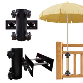 Atsasaye Patio Umbrella Stand Bracket Deck Umbrella Mount Umbrella Base for Railing Fence Garden Deck Porch（1pack