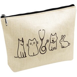 CREATCABIN Make-up Bag Pets Travel Cosmetic Bag Toiletry Bag Period Bag Portable Organiser Accessory Storage Washable Large Capacity for Holiday Girlfriend Pet Doctor 25 x 18 cm