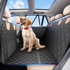 Wigoo 2025 Upgrade Dog Car Seat Cover for Back Seat, [40% Hardboard Space, Home-Like Comfort] 600D Anti-Scratch Waterproof Backseat Pet Hammock, Fits Full-Size SUVs/Pick-ups/Vans, Black & Orange