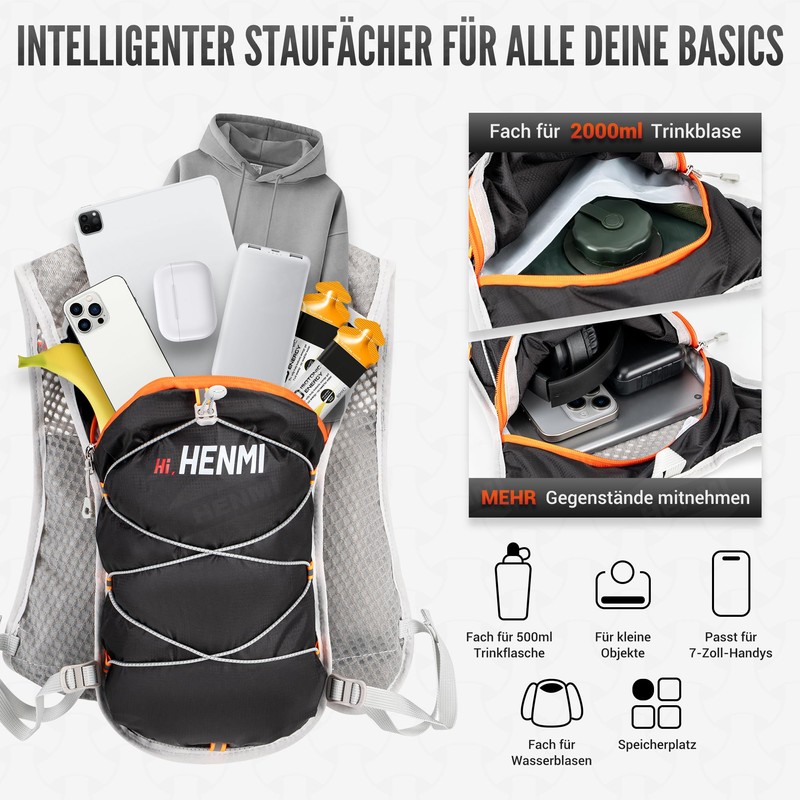 HENMI Hydration Backpack Water Bladder Backpack with 2L Water Bladder