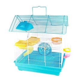Qtqgoitem Drinking Food Feeder Plastic Wheel Hamster Gerbil Cage Blue White (model: 67e ece b77 8c5 a5e)