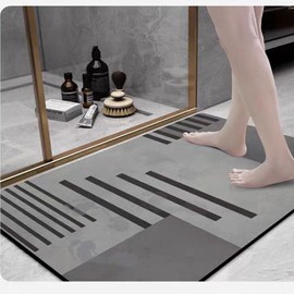 ACCUMTEK Bath Mat Rug, Ultra Thin Bath Rugs,Rubber Bath Mats for Bathroom,Quick Dry,Non-Slip,Fit Under Door Bath Mats for Bathroom Floor Bathtub,Machine Washable, Dark Grey 36"x24"