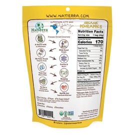 NATIERRA Nature's All Foods Organic Freeze-Dried Pineapples | Non-GMO & Vegan | 1.5 Ounce