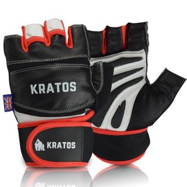 Kratos Weight Lifting Gloves Men & Women - Anti Slip Padded Gym Gloves with Wrist Support - Breathable & Durable Leather Workout Gloves for Exercise, Weight Training, Calisthenic & Crossfit Training
