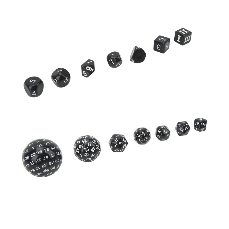 15Pcs Polyhedral Dice Set Acrylic D3 to D100 Table Gaming