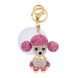 Tobestu Cute Dog Car Key-chain Accessories Decorations Pendants with Sparkly Rhinestone Purse Wallet Charms Y1348 (Pink)