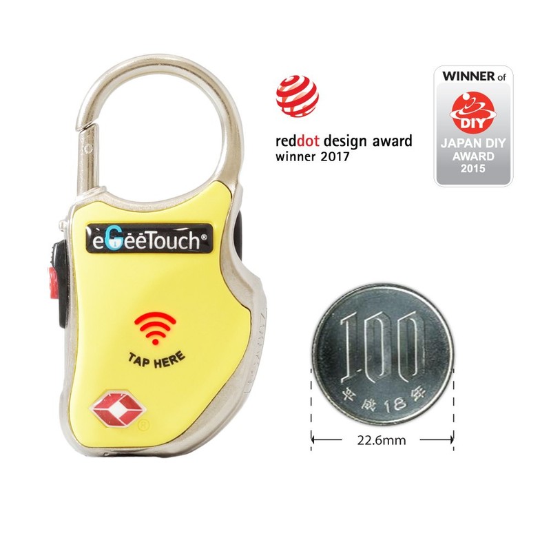 eGeeTouch GT100 Yellow - Set of 2, Smart Travel Lock,