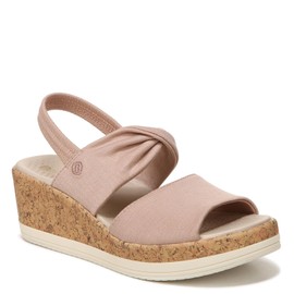 BZees Womens Remix Slingback Wedge Sandal, Brown Linen, 7.5 US