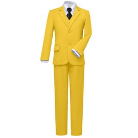 Visaccy Suits for Boys Suit Set First Communion Kids Suit Graduation Dresses Clothes Tuxedo Boy Suits Yellow Size 16