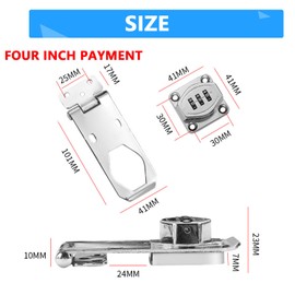 Safety Hasp Lockable, Pack of 2 Hasp with Lock, Mechanical Password Door Lock for Small Doors, Cabinets, Barn Door, Bathroom, Outdoor, Garage, Garden