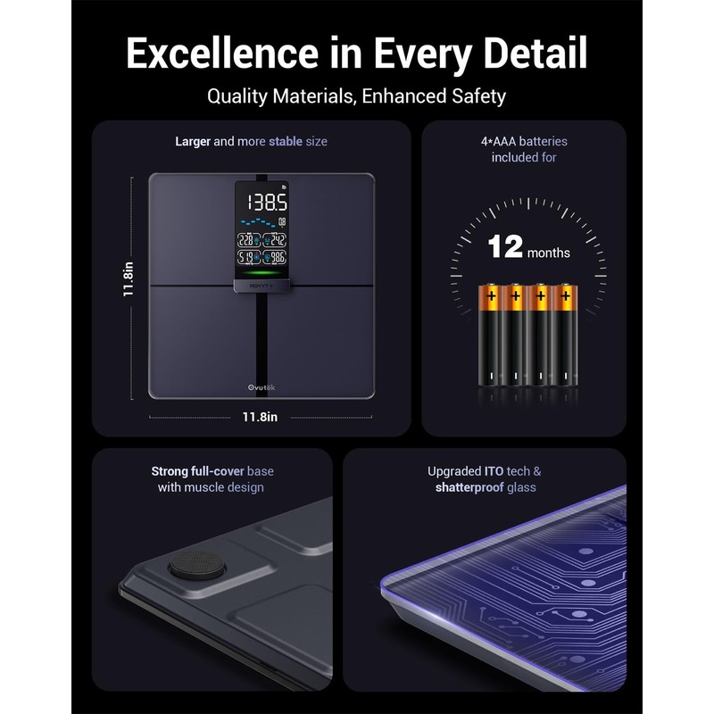 Ovutek Professional Smart Scale for Body Weight, BMI, Body Fat,