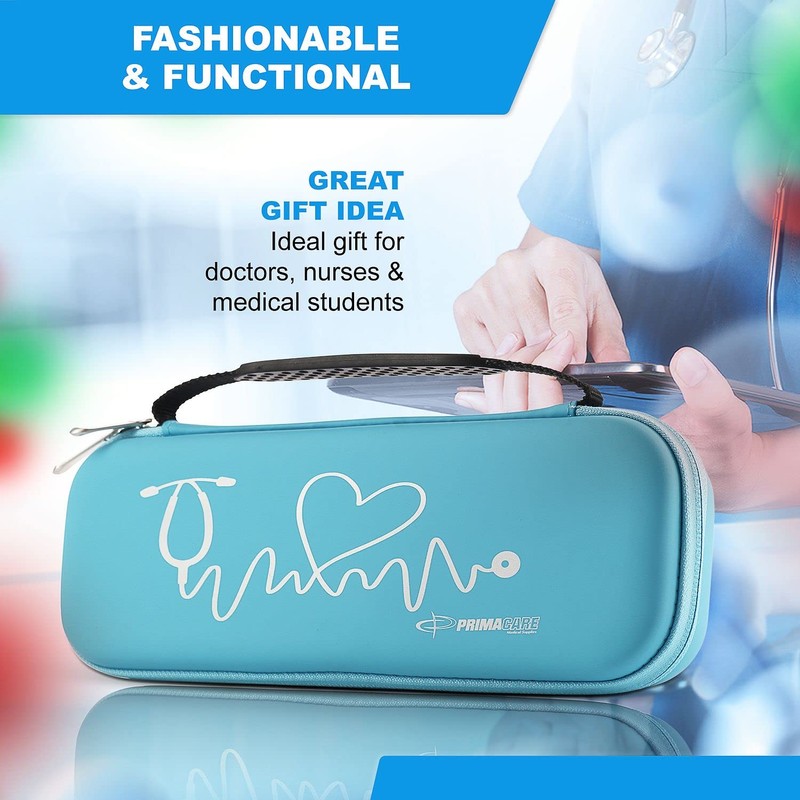 Primacare KB-9397-BL Stethoscope Case, Supplies Included, Blue with Multiple Compartments,